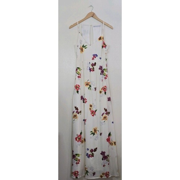 ZARA Floral Maxi Dress Womens Size Medium Cutout Open Back Lined - Picture 11 of 12